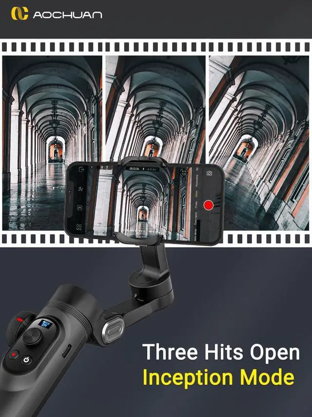 Alt view image 3 of 6 - Gimbal Stabilizer for Smartphone,LED Light OLED Screen 3-Axis Gimbal,Gesture Control,Face Tracking,Magnetic Charging,Gimbal Stabilizer for Android&iPhone - Smart XPro