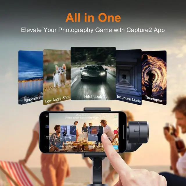 Alt view image 5 of 6 - Gimbal Stabilizer for iPhone 16 15 14 Pro Max XS X XR  s23 s22 Android Smartphone, Handheld Gimble with Focus Wheel, Phone Stabilizer for Video Recording Vlog - FUNSNAP Capture 2s Combo