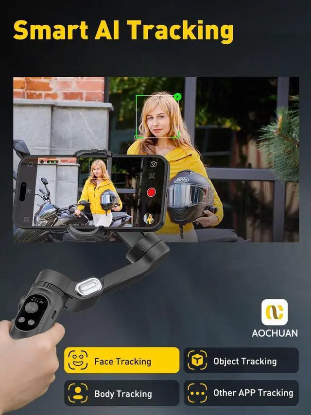 Alt view image 3 of 7 - 3-Axis Gimbal Stabilizer for iPhone 15/14/13 Pro Max Android,Foldable Smartphone Gimbal w/Built-in Fill Light,1/4 Thread,Professional Anti-Shake Video Record for TikTok YouTube(Smart X Black)