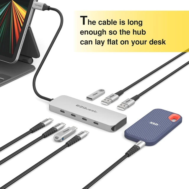 Alt view image 5 of 7 - USB C Hub Docking Station 7 in 1 with 3 Gen 2 10Gbs Ports, 3 USB A 3.0 Ports, 1 USB C Power Delivery 3.0 with 5Gbs Data, Compatible with MacBook/Dell/HP/Lenovo Laptops