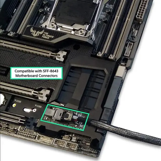 Alt view image 3 of 7 - Internal 16G U.2 Cable (85 85ohm PCIe Gen 4 Mini SAS HD to U.2/SFF-8643 to SFF-8639 Cable) with SATA Power - 1.5 Meters/5 feet