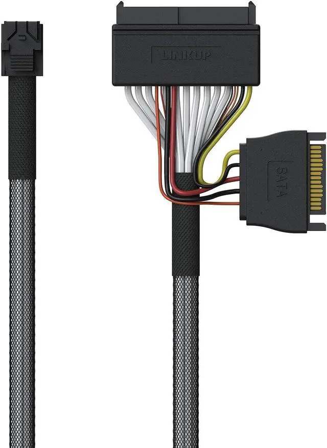 Alt view image 6 of 7 - Internal 16G U.2 Cable (85 85ohm PCIe Gen 4 Mini SAS HD to U.2/SFF-8643 to SFF-8639 Cable) with SATA Power - 1.5 Meters/5 feet