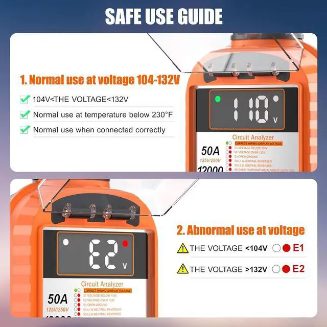 Alt view image 4 of 7 - Smart RV Surge Protector 50 Amp Waterproof12000 Joules with LCD DisplayRV Circuit Analyzer with Waterproof Cover, RV Power Voltage Protection Guard Camper Accessories for Travel Trailers