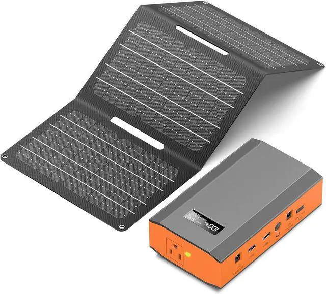 Main image of Portable Power Bank with AC Outlet 65W 110V External Battery Pack, 24000mAh Portable Laptop Charger with 30W Foldable Solar Panel Power Supply for Outdoor Camping Home Use Traveling RV Trip Off Grid