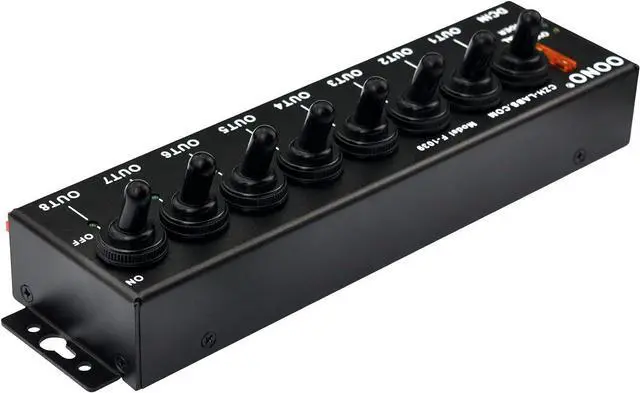 Alt view image 5 of 7 - 8 Channel Connector Power Splitter Distributor Source Strip, with 8 Independent Control Switch, Black