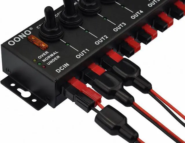 Alt view image 6 of 7 - 8 Channel Connector Power Splitter Distributor Source Strip, with 8 Independent Control Switch, Black