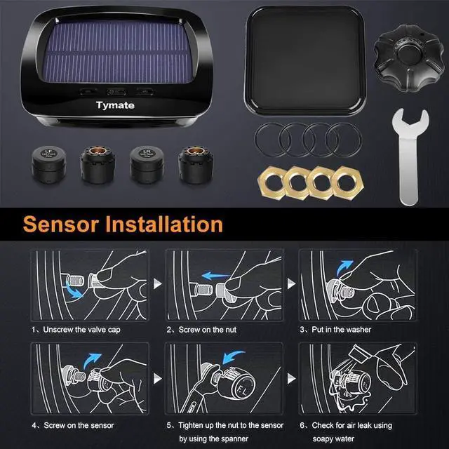 Alt view image 5 of 7 - RV Tire Pressure Monitoring System - M12-3 Tire Pressure Monitor System (0-87 PSI) with Solar Charge, 5 Alarm Modes, Auto Sleep Mode, LCD Display, RV TPMS with 4 Sensors, Easy to Install