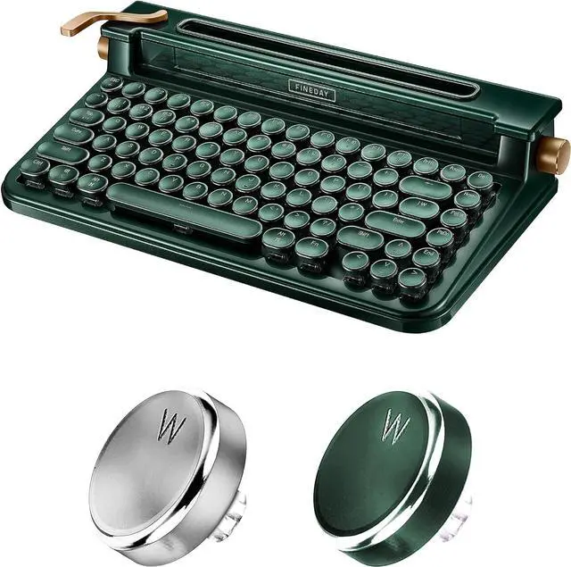 Main image of Keyboard 3.0, Blue Switch, Retro Mechanical Keyboard, Typewriter Designed, Bluetooth 5.0 & USB up to 4 Devices, for Desktop PC/Laptop Mac/Phone (83 Key Aluminum-Dark Green)