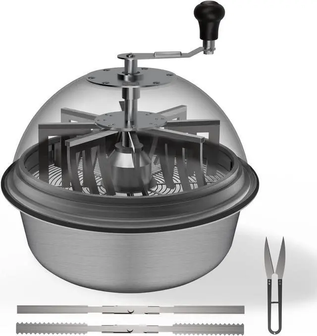 Main image of Bud Leaf Bowl Trimmer 16", Clear Visibility Dome with Sharp Stainless Steel Blades, for Twist Spin Cutting Leaves, Buds, Flowers, Hydroponics Plants