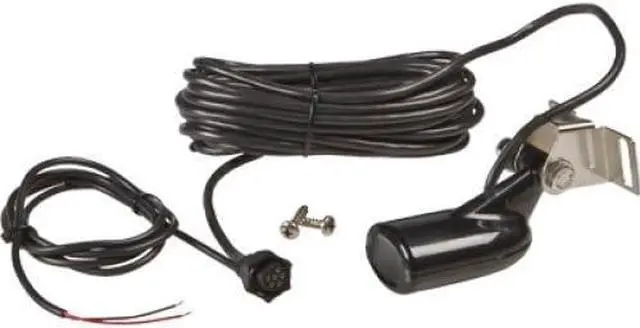 Main image of LOW-000-0106-48 / HST-WSU Depth transducer w/ temp, MFG# 000-0106-48, 200KHz, 20° beam angle, with temperature sensor. Transom mount "Skimmer". Includes 20039; cable with Uni-plug connector.