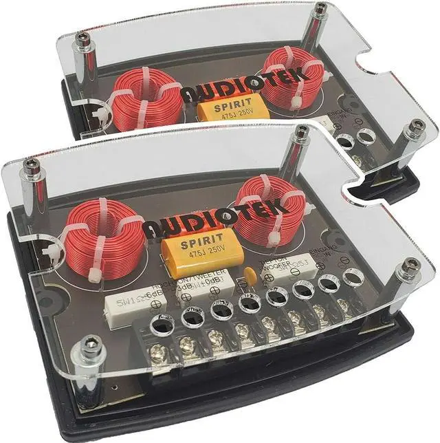 Main image of Audiotek High Performance 600 Watts Maximum Power CX4 2 Way 4 Ohm Car Audio Passive Crossover Networks High/Low Frequency Response 35000 hZ Crossover Response (2 Pack)