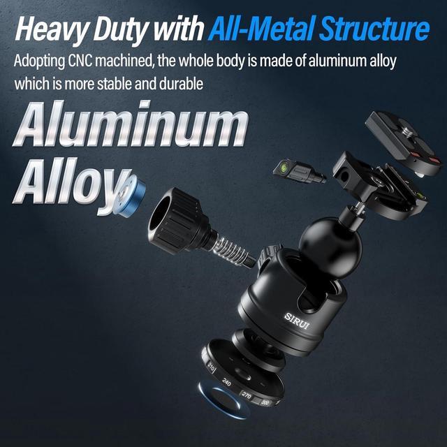 Alt view image 3 of 7 - AM-40 Low Profile Ball Head, Professional Heavy Duty 40mm Tripod Ball Head, 360° Panoramic CNC Aluminium Alloy Tripod Head for DSLR Camera, Camcorder, Quick Release Plate, Max Load 88lbs/40KG