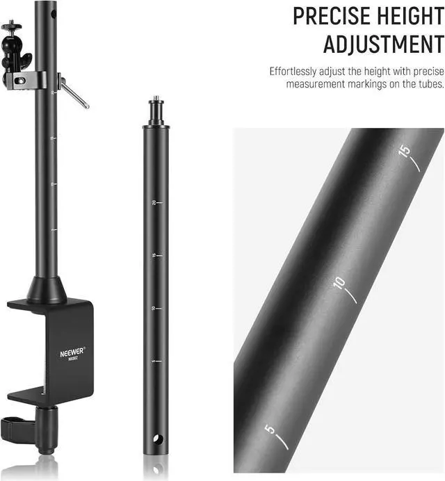 Alt view image 7 of 7 - Overhead Camera Mount Rig with 2 Ball Heads, Super Clamp/Mobile Phone Holder/Camera Desk Mount, Multi Device Mount, Platform Overhead Tripod, Adjustable Height Width, Max Load 12 kg, NK002