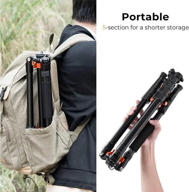 Alt view image 4 of 7 - Concept 90 inch/230cm Ultra High Camera Tripod,Horizontal Overhead Shooting Travel Tripods with Metal Ball Head 10KG Load Capacity,Detachable Monopod, for Indoor and Outdoor Use T254A7+BH-28L
