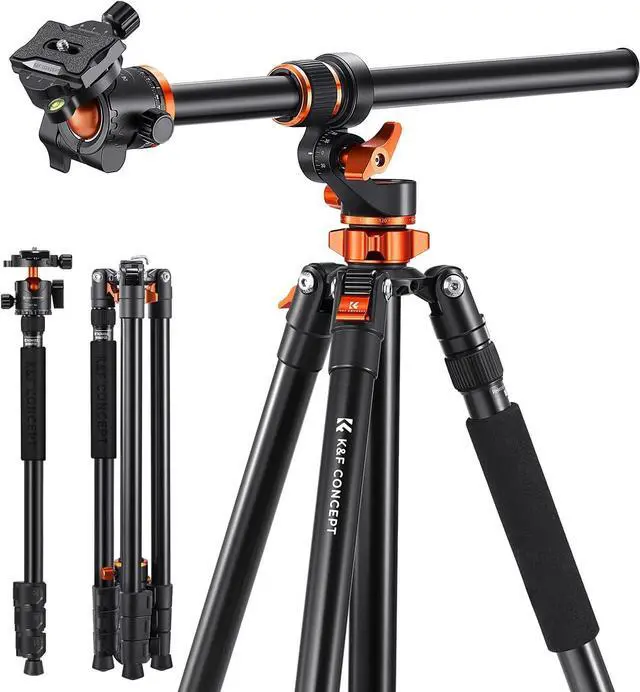 Alt view image 7 of 7 - Concept 90 inch/230cm Ultra High Camera Tripod,Horizontal Overhead Shooting Travel Tripods with Metal Ball Head 10KG Load Capacity,Detachable Monopod, for Indoor and Outdoor Use T254A7+BH-28L