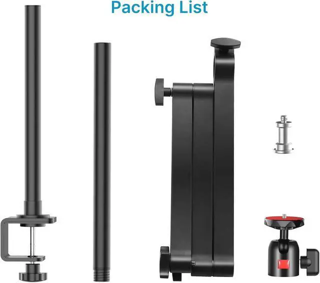Alt view image 6 of 6 - Camera Desk Mount Stand with Flexible Arm, Overhead Mount, Articulated Arm with 360° Rotatable Ball Head, Aluminum Desk Mounting Stand for Ring Light/DSLR Camera/Webcam/Panel Light