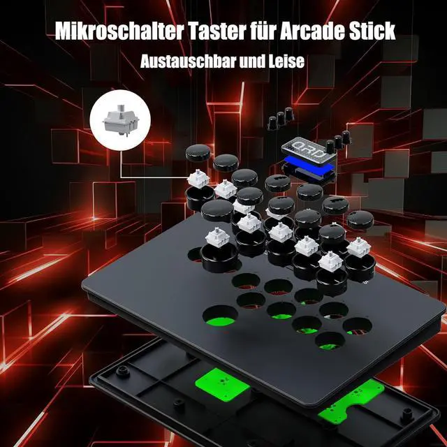 Alt view image 4 of 7 - Maestro S3 Wireless Arcade Stick for Nintendo Switch PS4 PS3 PS2 Xbox 360 PC Mac iOS Android TV Box, Leverless Fighting Stick with Touchpad, Cellphone Holder, 3.5mm Audio Port, 5 Latency Mode