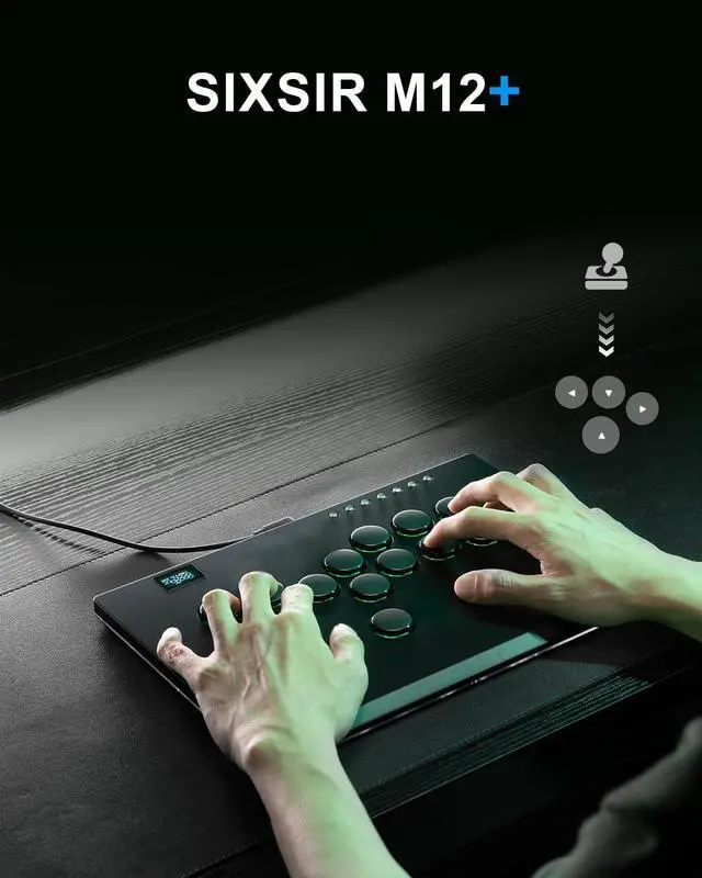 Alt view image 2 of 7 - SIXSIR Leverless Arcade Stick Gaming Controller M12+ Large & Slim Aluminum Alloy Template - 12 Key Crystal Low-profile Switches - Custom RGB Leverless Controller for PC/PS4/PS3/Switch