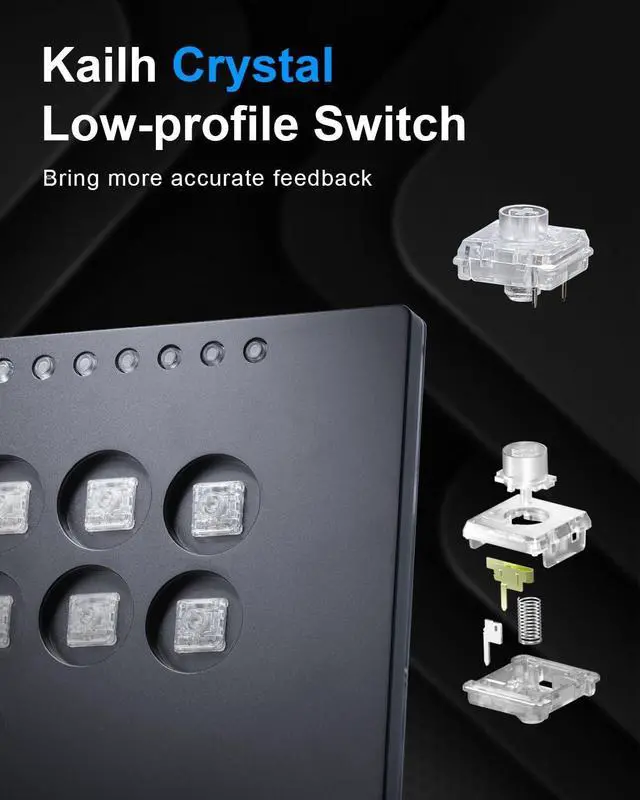 Alt view image 5 of 7 - SIXSIR Leverless Arcade Stick Gaming Controller M12+ Large & Slim Aluminum Alloy Template - 12 Key Crystal Low-profile Switches - Custom RGB Leverless Controller for PC/PS4/PS3/Switch