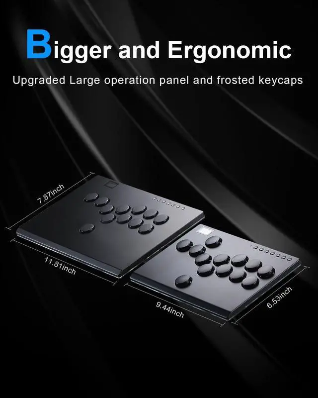 Alt view image 4 of 7 - SIXSIR Leverless Arcade Stick Gaming Controller M12+ Large & Slim Aluminum Alloy Template - 12 Key Crystal Low-profile Switches - Custom RGB Leverless Controller for PC/PS4/PS3/Switch