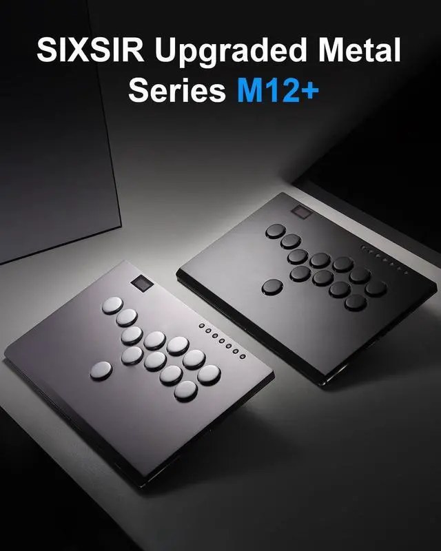 Alt view image 7 of 7 - SIXSIR Leverless Arcade Stick Gaming Controller M12+ Large & Slim Aluminum Alloy Template - 12 Key Crystal Low-profile Switches - Custom RGB Leverless Controller for PC/PS4/PS3/Switch