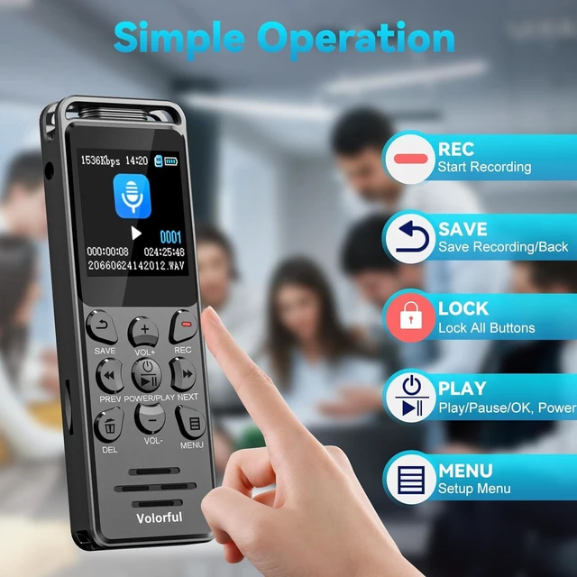 Alt view image 5 of 7 - Digital Voice Recorder with Playback, 80H HD Recording Device