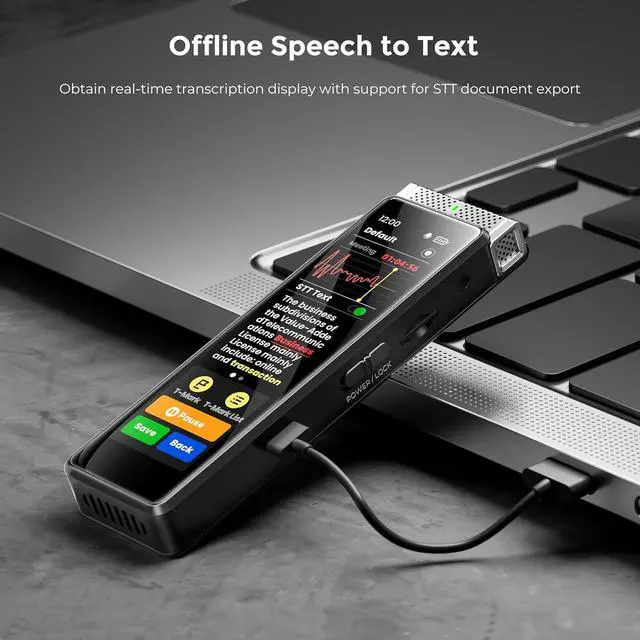 Alt view image 4 of 7 - 72GB Digital Voice Recorder with Playback, Innioasis R1 Full Touchscreen Voice Recorder with AI Intelligent Transcription and Bluetooth, Voice Activated Sound Audio Recorder Device with Mic (Black)