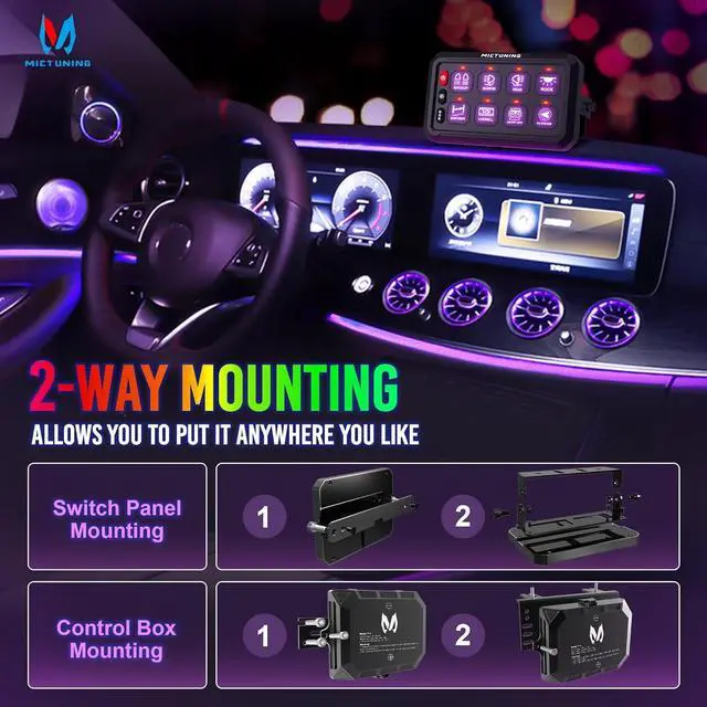 Alt view image 5 of 7 - P1s RGB 5 Inch 8 Gang Switch Panel, High Power 5-Level Brightness Multifunction Toggle Switch Momentary Circuit Control Relay System Box for Truck SUV Offroad Marine, 2-Year Warranty