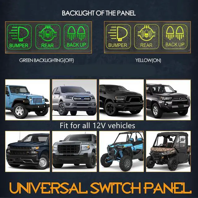 Alt view image 5 of 7 - 6 Gang Switch Panel, Nirider 12V Universal Circuit Control System with Fuse Relay Box Button Switch Pod Touch Switch Box for Truck Wrangler 4Runner ATV UTV SUV Car Boat