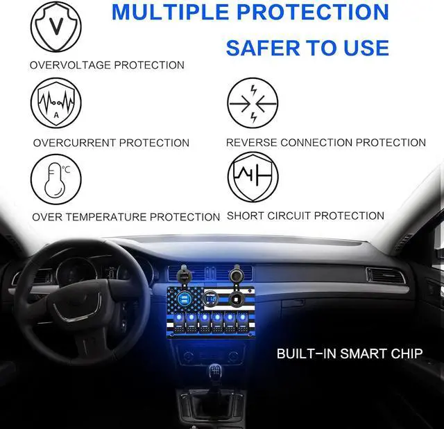 Alt view image 3 of 7 - 12 Gang 3 Modes Switch Pod with RGB LED Background Lighting Toggle/Momentary/Pulsed Control 12 Auxiliary LED Lights or Electrical Devices for Offroad Truck Car RV SUV Waterproof