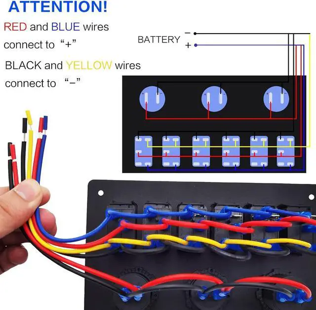Alt view image 4 of 7 - 12 Gang 3 Modes Switch Pod with RGB LED Background Lighting Toggle/Momentary/Pulsed Control 12 Auxiliary LED Lights or Electrical Devices for Offroad Truck Car RV SUV Waterproof