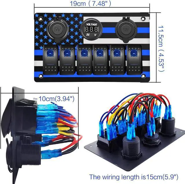 Alt view image 6 of 7 - 12 Gang 3 Modes Switch Pod with RGB LED Background Lighting Toggle/Momentary/Pulsed Control 12 Auxiliary LED Lights or Electrical Devices for Offroad Truck Car RV SUV Waterproof