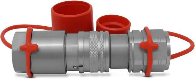 Alt view image 3 of 7 - 1/2" Skid Steer Flat Face Hydraulic Quick Connect Couplers/Couplings Set w/Dust Caps, 2 Sets