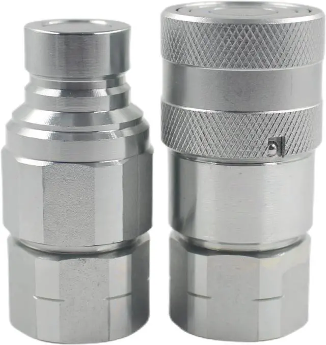 Alt view image 2 of 7 - High Flow Skid Steer Hydraulic Quick Connect Coupler Hydraulic Coupling Quick Disconnect Couplers Set 5/8" Body ISO16 x 3/4" NPT ISO16028 w/Dust Caps