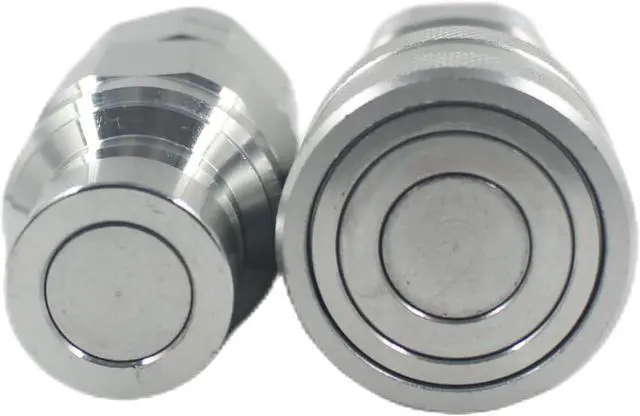 Alt view image 3 of 7 - High Flow Skid Steer Hydraulic Quick Connect Coupler Hydraulic Coupling Quick Disconnect Couplers Set 5/8" Body ISO16 x 3/4" NPT ISO16028 w/Dust Caps