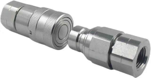 Alt view image 4 of 7 - High Flow Skid Steer Hydraulic Quick Connect Coupler Hydraulic Coupling Quick Disconnect Couplers Set 5/8" Body ISO16 x 3/4" NPT ISO16028 w/Dust Caps