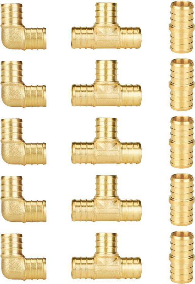 Main image of 25-Pack 1 Inch PEX Fittings, Elbow(10pcs) Tee(5pcs) Coupling(10pcs), No Lead Brass Fittings, Pex Fittings 1 Inch Assortment For Pex B Pipe, UPC, NSF Certified