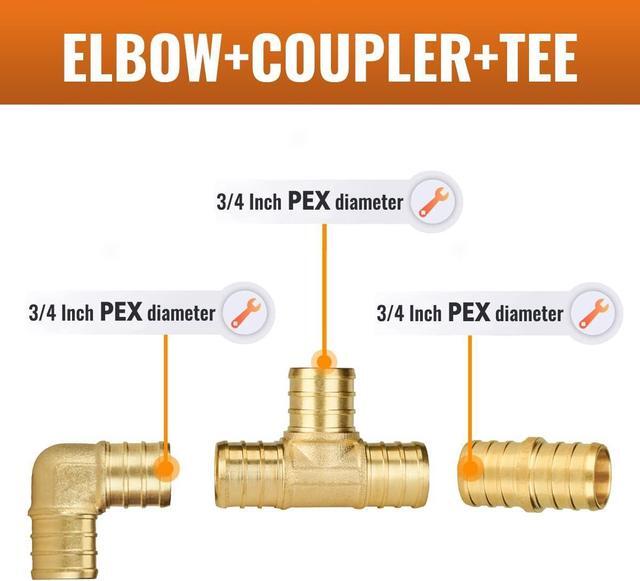 Alt view image 3 of 7 - 25-Pack 1 Inch PEX Fittings, Elbow(10pcs) Tee(5pcs) Coupling(10pcs), No Lead Brass Fittings, Pex Fittings 1 Inch Assortment For Pex B Pipe, UPC, NSF Certified