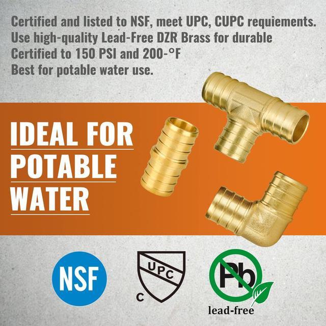 Alt view image 4 of 7 - 25-Pack 1 Inch PEX Fittings, Elbow(10pcs) Tee(5pcs) Coupling(10pcs), No Lead Brass Fittings, Pex Fittings 1 Inch Assortment For Pex B Pipe, UPC, NSF Certified