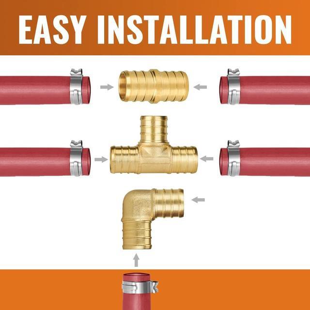 Alt view image 7 of 7 - 25-Pack 1 Inch PEX Fittings, Elbow(10pcs) Tee(5pcs) Coupling(10pcs), No Lead Brass Fittings, Pex Fittings 1 Inch Assortment For Pex B Pipe, UPC, NSF Certified