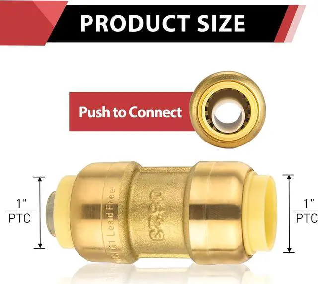 Alt view image 2 of 7 - 3/4-Inch Straight Coupling Push-Fit Brass Fittings to Connect Pex, Copper, CPVC Tube with a Disconnect Clip