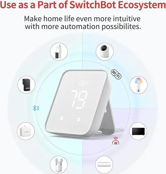 Alt view image 6 of 7 - Hub 2 (2nd Gen), work as a WiFi Thermometer Hygrometer, IR Remote Control, Smart Remote and Light Sensor, Link SwitchBot to Wi-Fi (Support 2.4GHz), Compatible with Alexa&Google Assistant
