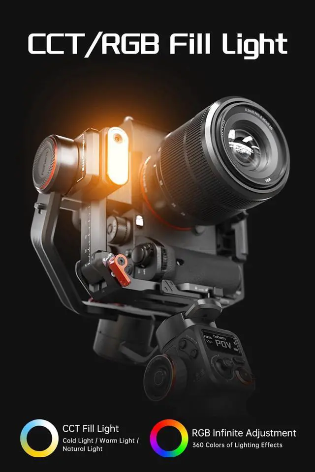 Alt view image 6 of 7 - iSteady MT2 Kit Camera Stabilizer with AI Tracker/Magnetic Fill Light, All in One 3-Axis Gimbal Stabilizer for Mirrorless Camera Smartphone, Native Vertical Shooting