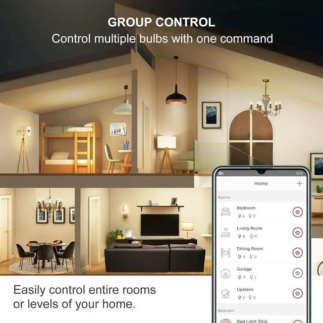 Alt view image 5 of 7 - Zigbee Smart Light Bulbs, Smart Hub Required, Work with SmartThings and Echo with Built-in Hub, Voice Control with Alexa and Google Home, Soft White B11 Candelabra Light Bulbs 40W Eqv. 4 Pack