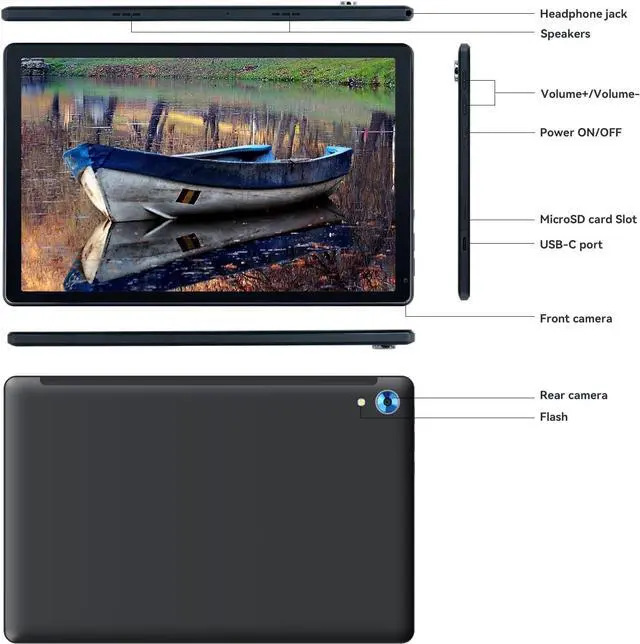 Alt view image 7 of 7 - Android Tablet, 10.1 inch Tablets with 1280 * 800 IPS HD Touchscreen, Octa-Core Processor, 10GB RAM 128GB ROM, 1TB TF Card Expandable, 5G/2.4G WiFi, BT 5.0,Dual Camera, 2024 US Version