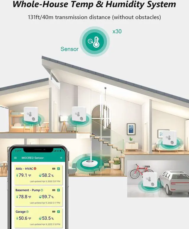 Alt view image 6 of 7 - WiFi Room Thermometer Hygrometer, Remote Email App Alert, 2 Years Data Export, 2 Years Battery, No Subscription, Smart Temperature Sensor for RV, Greenhouse, Vacation Home, HVAC (3 Pack)