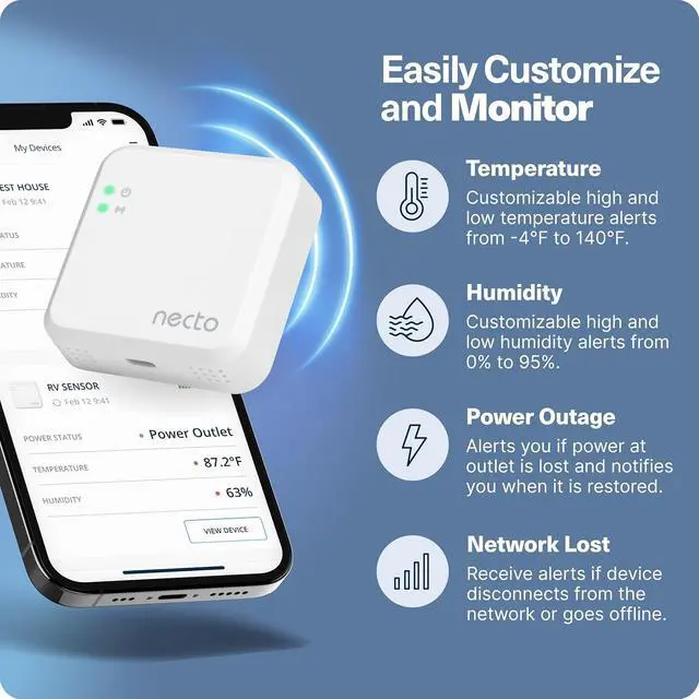 Alt view image 3 of 7 - RV Temperature & Humidity Monitor - [4G LTE] No Monthly Fees and No WiFi Required - Power Outage Sensor, Instant Alerts, for Pet Safety & Home
