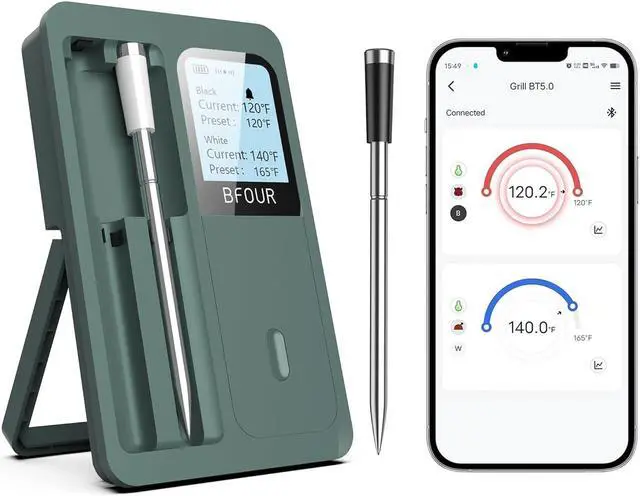 Main image of Wireless Meat Thermometer with 2 Meat Probes, 328FT Bluetooth Meat Thermometer Wireless with LCD Screen, Digital Meat Thermometer for Grilling and Smoker BBQ Oven Grill Meat Thermometer