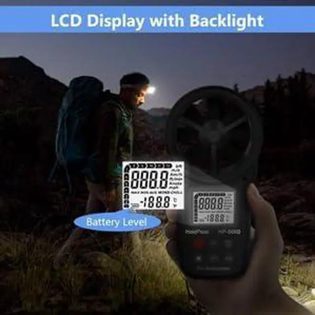 Alt view image 7 of 7 - Handheld Anemometer Bluetooth with Tripod, Digital Wind Speed Gauge Meter, Air Flow Velocity Temperature CFM Measuring Device for HVAC Outdoor Sailing Shooting Golf, 866B-APP