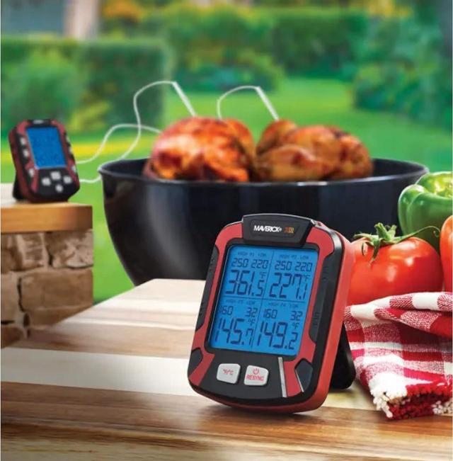 Alt view image 2 of 2 - XR-50 Extended Range Digital Remote Wireless 4 Probe BBQ & Meat Thermometer, Black/Red